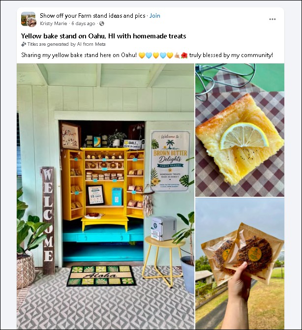 Brown Butter Delights porch stand on Oahu with lemon bars and brownies